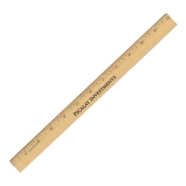 Clear Lacquer Beveled Wood Ruler, 12"