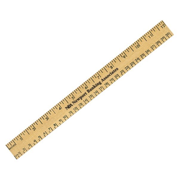 Clear Lacquer Wood Ruler with Both Scales, 12"