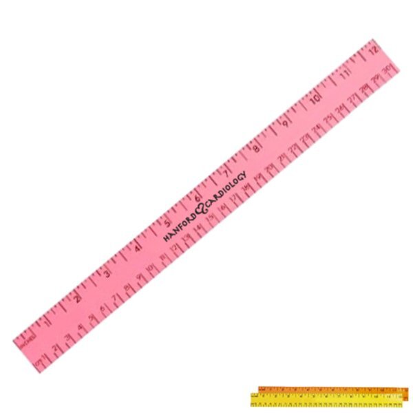Fluorescent Wood Ruler with Both Scales, 12"