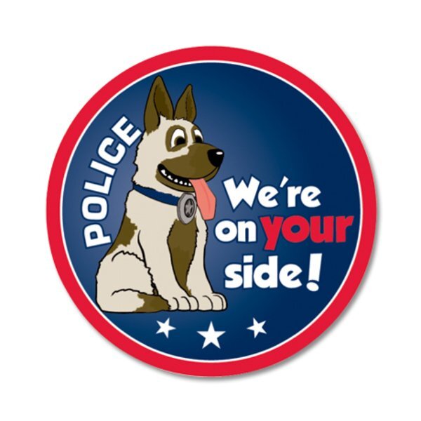 We're On Your Side Police Dog Sticker Roll, Stock