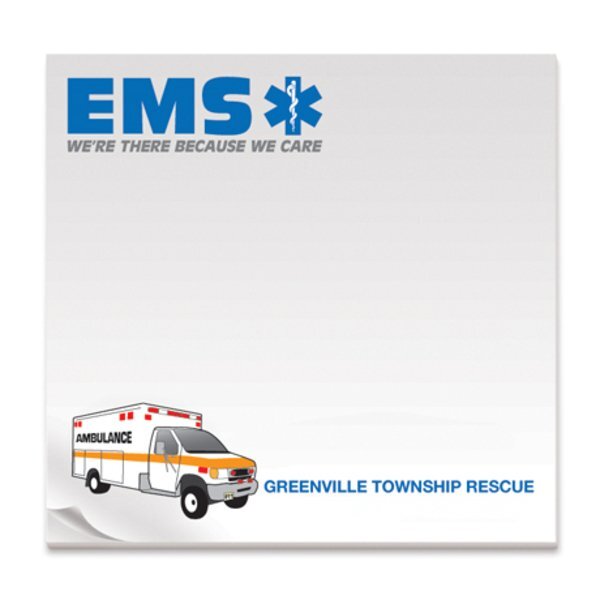 EMS, We're There Because We Care, 25 Sheet Sticky Pad