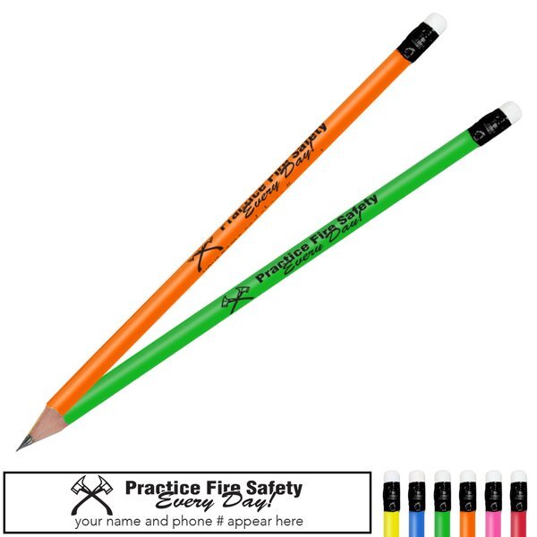 Practice Fire Safety Every Day Neon Pencil