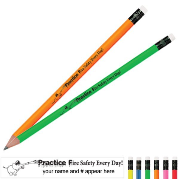 Practice Fire Safety Every Day Neon Pencil
