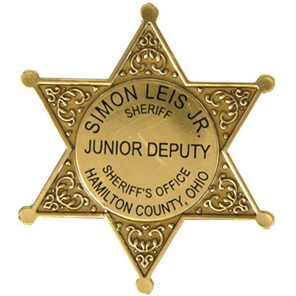 Junior 6 Point  Sheriff Star Badge with Pocket Clip, Custom