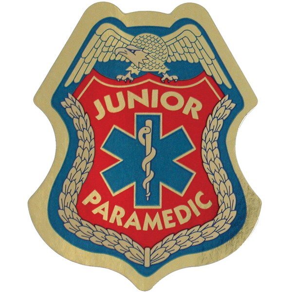 Junior Paramedic Foil Sticker Badge, Stock