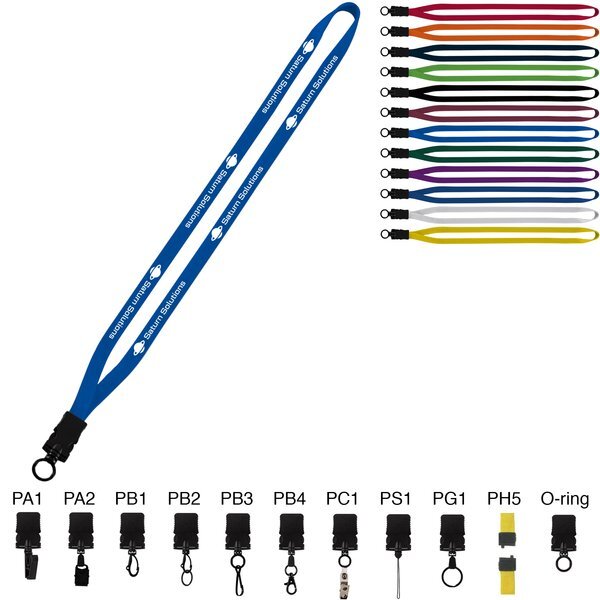 Cotton Lanyard with Snap-Buckle Release & O-Ring - 1/2"