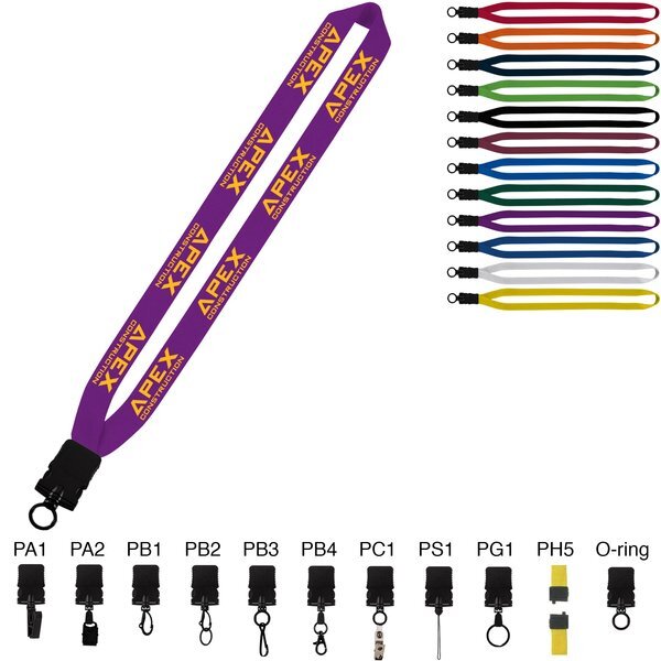 Cotton Lanyard with Snap-Buckle Release & O-Ring - 1"
