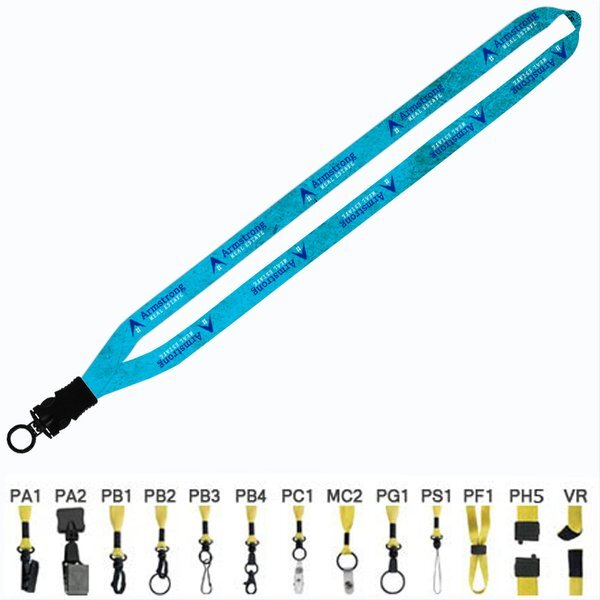 Dye-Sublimated Polyester Lanyard w/Snap-Buckle Release w/O-ring Attachment - 1/2"