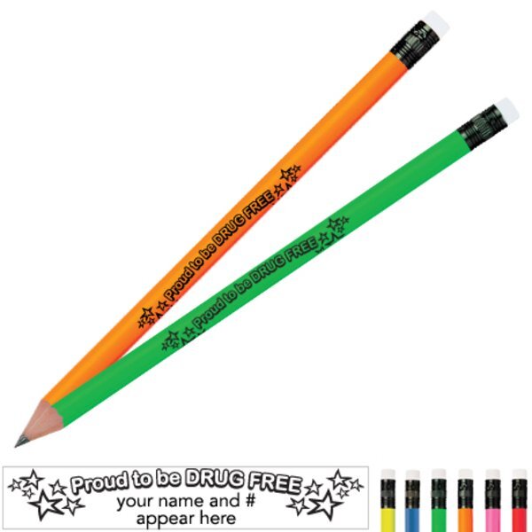 Proud To Be Drug Free/Star Design Neon Pencil