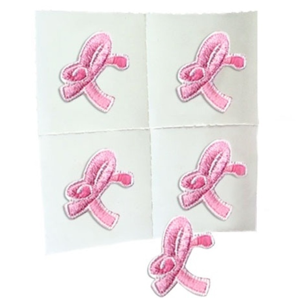 Embroidered Adhesive Applique Event Pack, Boxing Pink Ribbon Design, Stock
