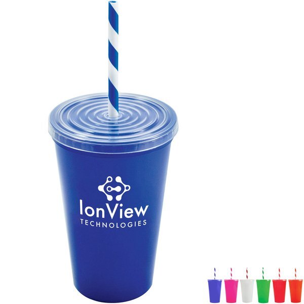 Stadium-to-Go Single Wall Cup with Lid and Straw, 20oz., BPA Free