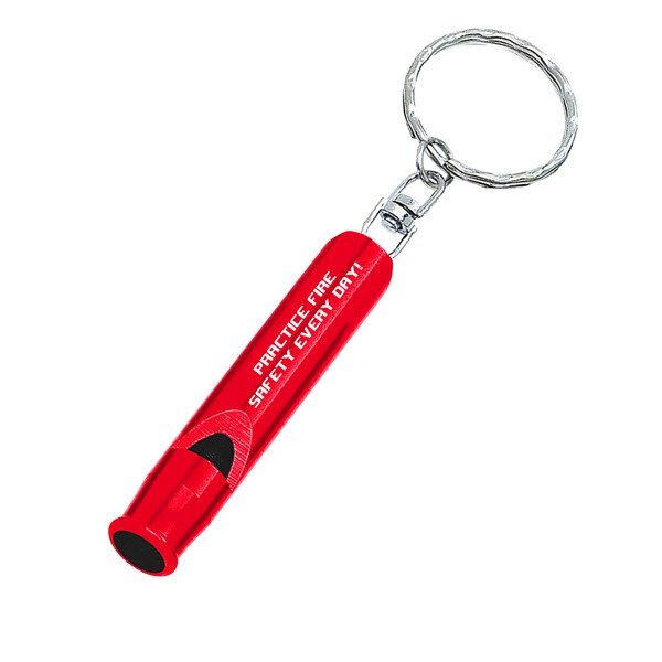 Practice Fire Safety Every Day Metal Whistle Keyholder, Stock