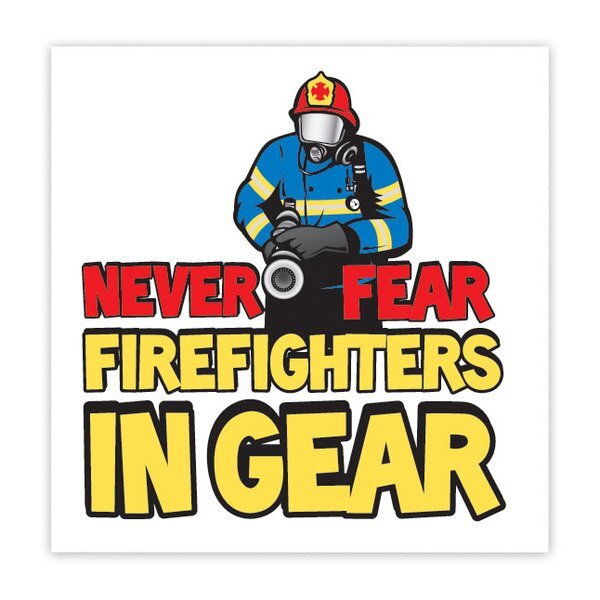 Never Fear Firefighters In Gear Temporary Tattoo, Stock
