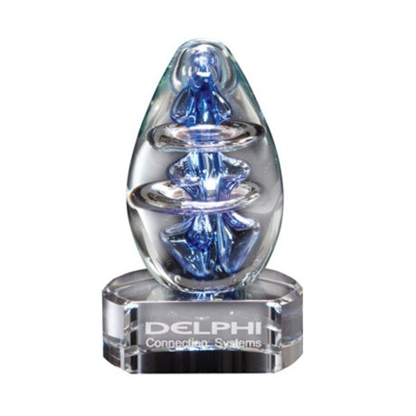 Atom Egg Art Glass Award w/ Clear Glass Base, 4"