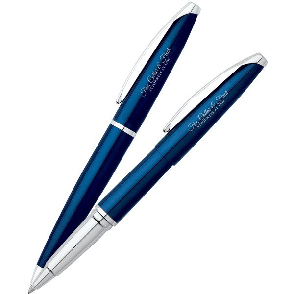 Cross® ATX Blue Lacquer Ballpoint & Rollerball Metal Gift Pen Set