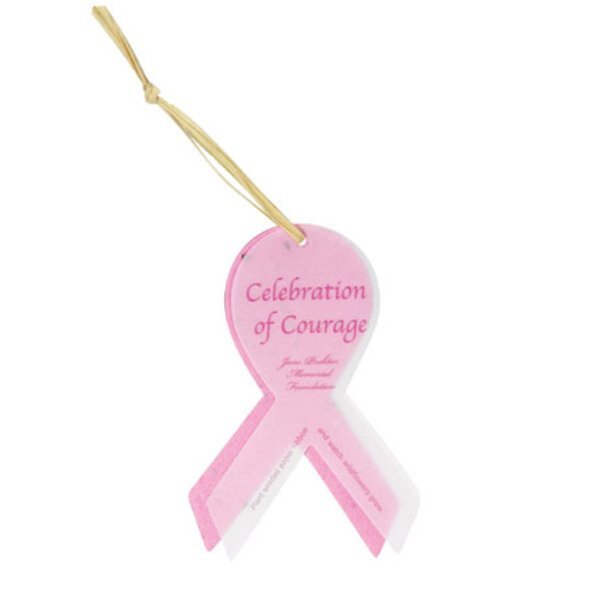 Pink Ribbon Seeded Paper Ornament
