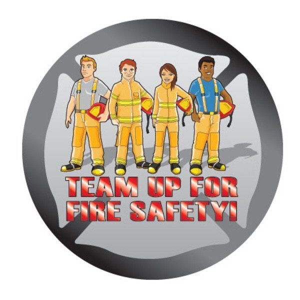 Team Up For Fire Safety Sticker Roll, Stock - Closeout, On Sale!