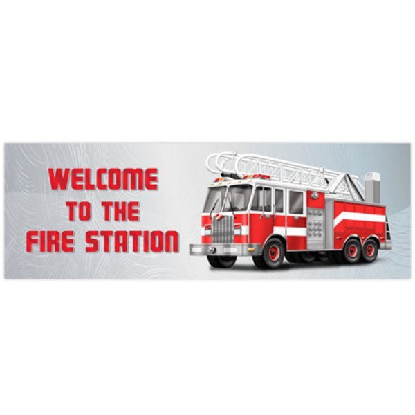 Welcome To The Fire Station Heavy Duty Fire Prevention Banner, Stock