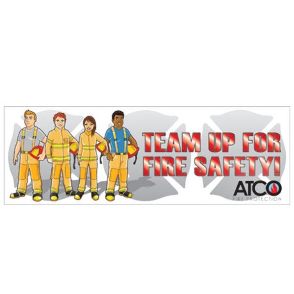 Team Up For Fire Safety,  Heavy Duty Banner, 2' x 6'