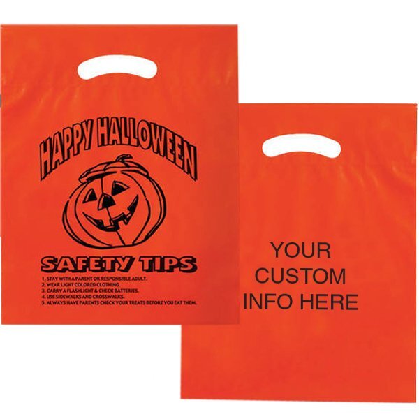 Halloween Plastic Die Cut Bag w/ Safety Tips, 12" x 15"