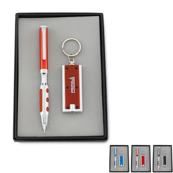 Metal Ballpoint Pen & Key Light Gift Set