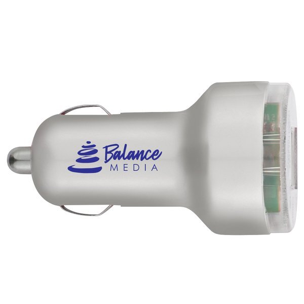 USB Dual Car Charger in Silver