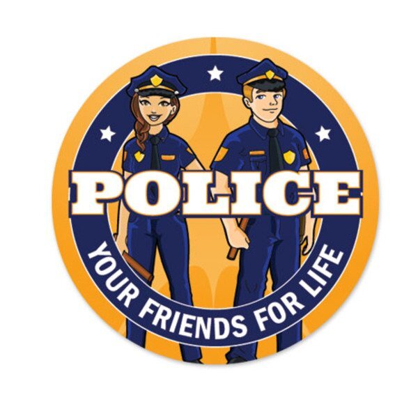 Police Your Friends For Life Sticker Roll, Stock