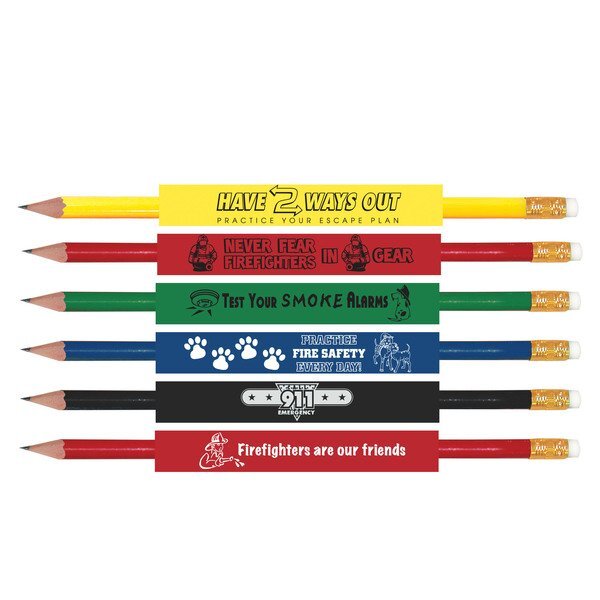 Assorted Fire Safety Message Pencils, Standard Colors Stock