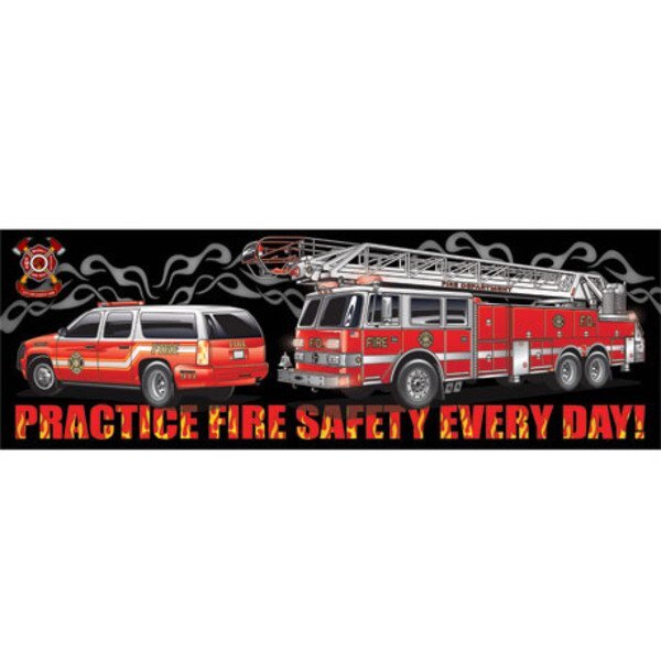 Practice Fire Safety Every Day Black Smoke, Heavy Duty Banner, 2' x 6'