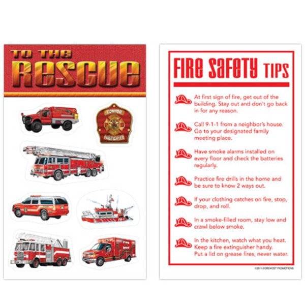 Fire Safety Vehicles Sticker Sheet, Stock