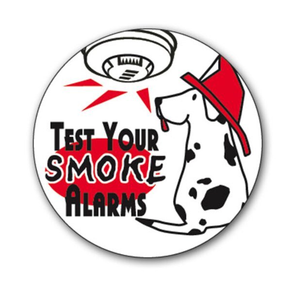 Test Your Smoke Alarms Sticker Roll, Stock