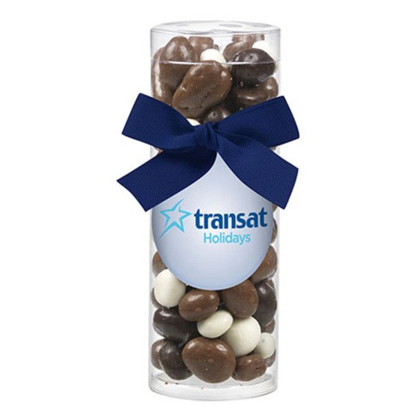 Elegant Small Gift Tube w/ Chocolate Covered Bridge Mix