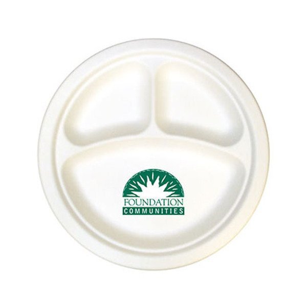 Biodegradable 3-Section Paper Plate, 10"