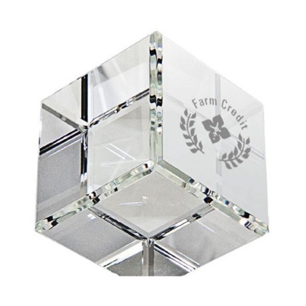 Standing Crystal Cube Paperweight