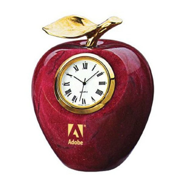 Marble Apple Clock w/ Gold Leaf