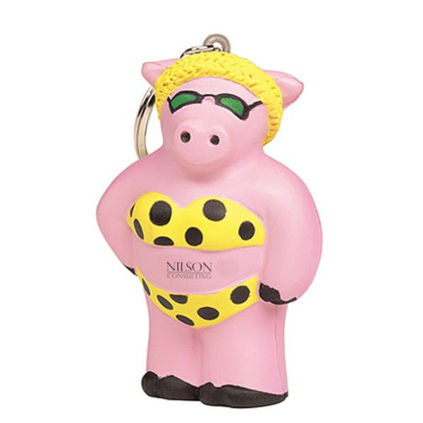 Cool Beach Pig Stress Reliever Key Ring