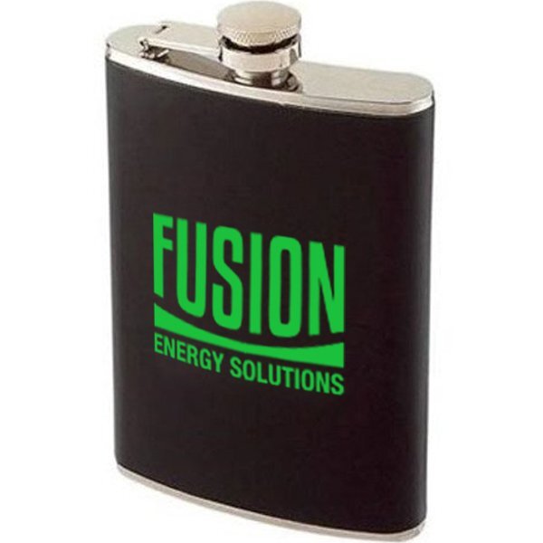 Maxam® Stainless Steel Flask with Black Wrap, 8oz.