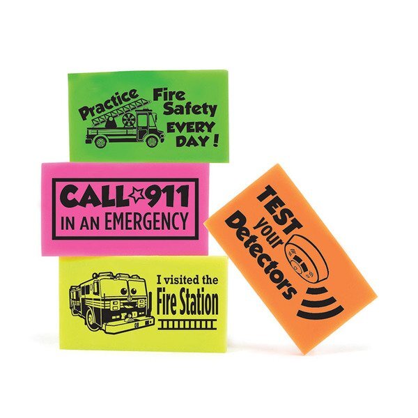 Fire Safety Neon Erasers Assortment, Stock