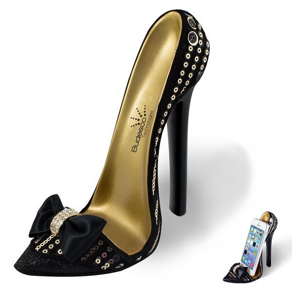 High Heel Shoe Phone Stand - Black Stiletto