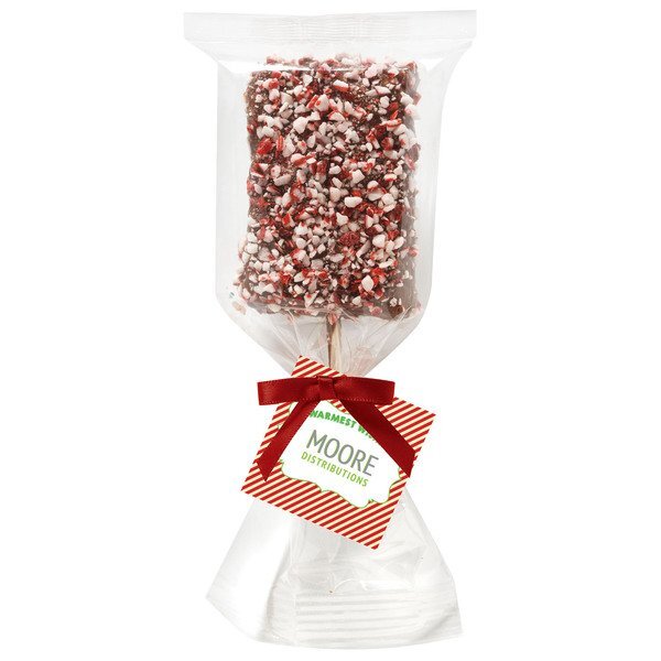 Chocolate Covered Crispy Pop with Peppermint Bits