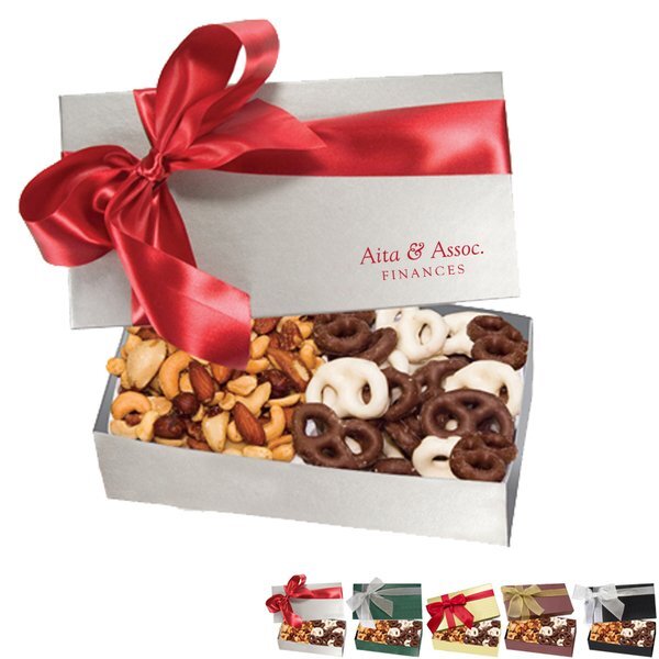 Executive Gift Box w/ Mini Chocolate Pretzels & Mixed Nuts
