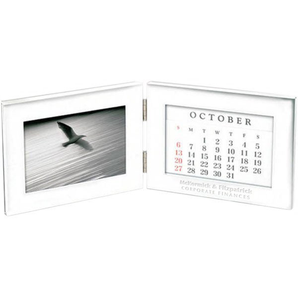 Folding Silver Photo Frame & Perpetual Calendar, 4" x 6"