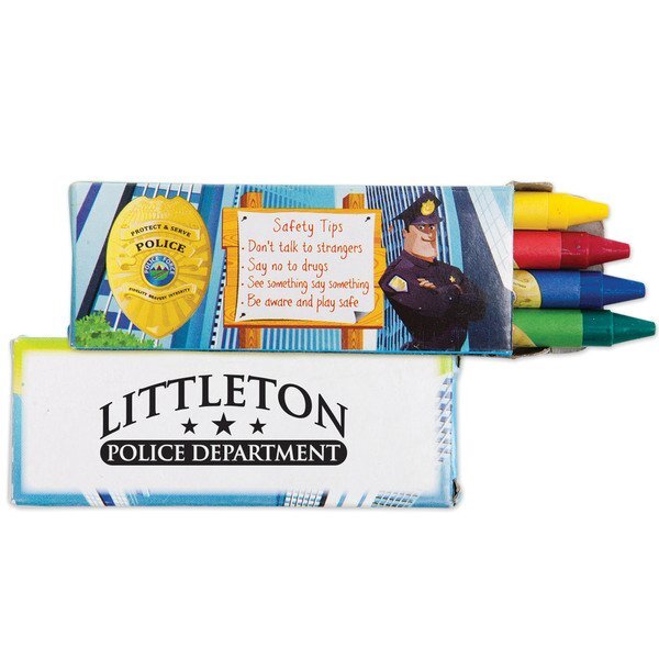 Four Pack Crayons, Police Safety Design Custom
