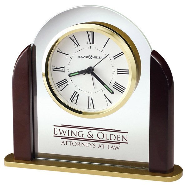 Howard Miller® Derrick Rosewood & Glass Tabletop Clock