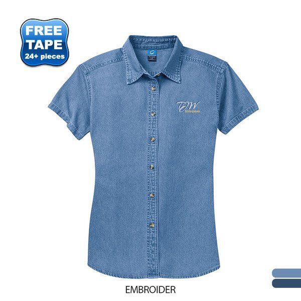 Port & Company® Value Denim Ladies' Short Sleeve Shirt
