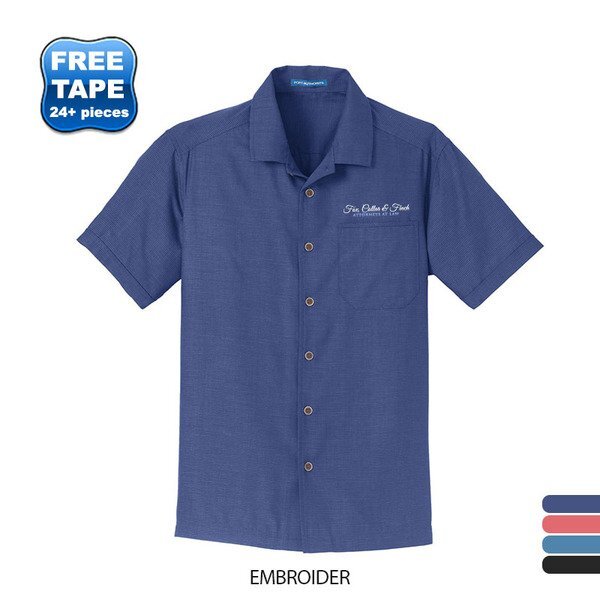 Port Authority® Textured Men's Short Sleeve Camp Shirt
