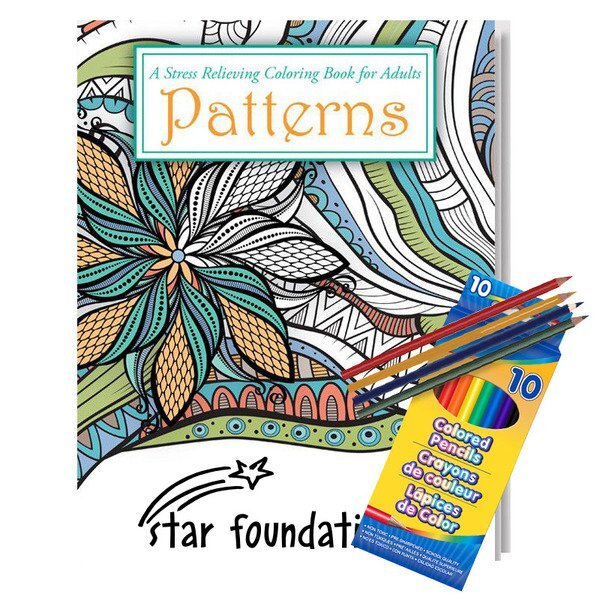 Adult Coloring Book, Patterns Theme with Colored Pencils