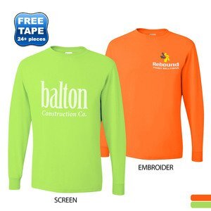 JERZEES® Dri-Power® Active 50/50 Men's Long Sleeve Performance Tee, Safety Colors JERZEES® Dri-Power® Active 50/50 Men's Long Sleeve Performance Tee, Safety Colors
