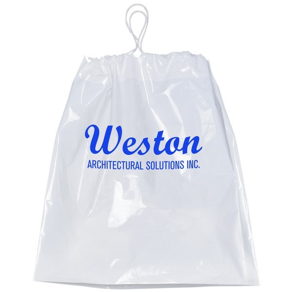 Cotton Drawstring Plastic Bag with Gusset, 16" x 18"