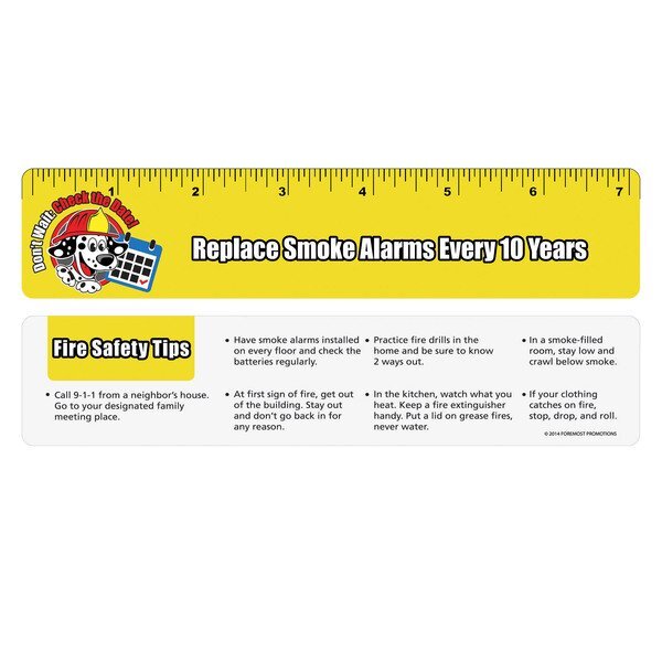 Replace Smoke Alarms Every 10 Years Laminated Safety Ruler, Stock  - Closeout, On Sale!